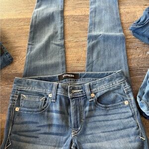 Express Women's Light Blue Skinny Jeans low rise legging